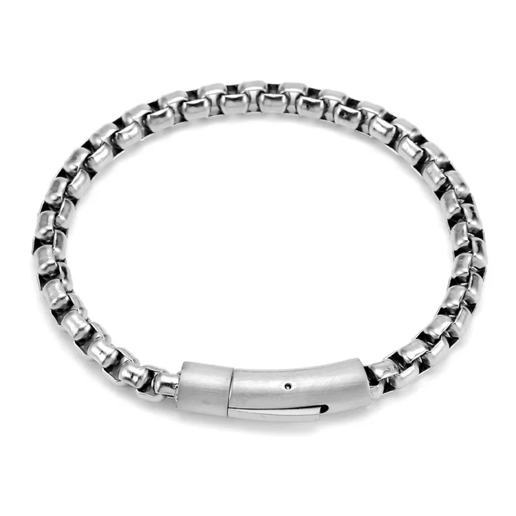 

Square Rolo Link Chain Bracelet 316L Stainless Steel Sliver/Gold Round Box Bracelet For Women Men, As pictures