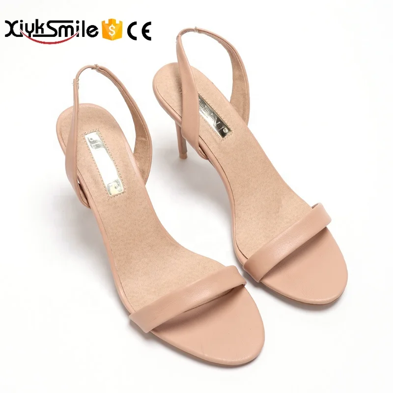 

women sandals fashion women new spring and summer mid-heel French buckle strap nude color women sandals fashion shoes wholesale