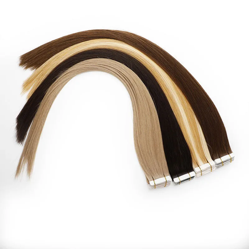 

50% OFF Double Drawn 100% Human Hair Tape In Hair Extensions, Double Sided Remy Cuticle Aligned Tape Extension Hair, Any color 34 different colors;can customized