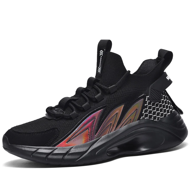 

Large Size Men High Top Sneakers Walking Running Casual Sports Shoes, White+luna/black/black+orange