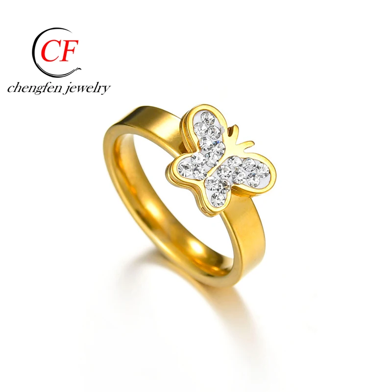 

Fashion Europe Jewelry 18K Elegant Diamond Gold Butterfly Ring Price For Woman
