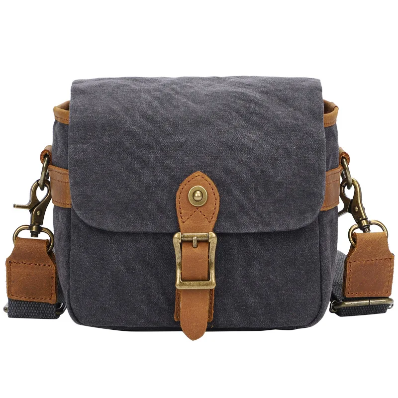 

customize waterproof canvas leather camera sling bag for men women vintage padded camera bag, Black,gray,geen