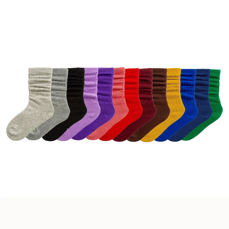 

2021 wholesale lazy spring plain color infant baby stocking kids slouch socks, As picture show