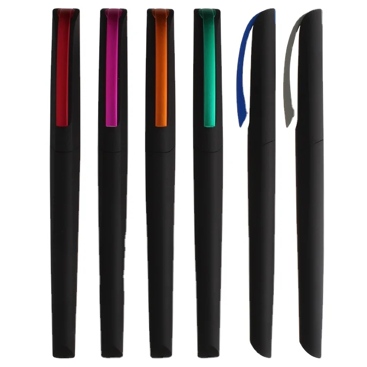 
Elegant pen design metallic color body plastic pen custom logo pad print Gel ink 
