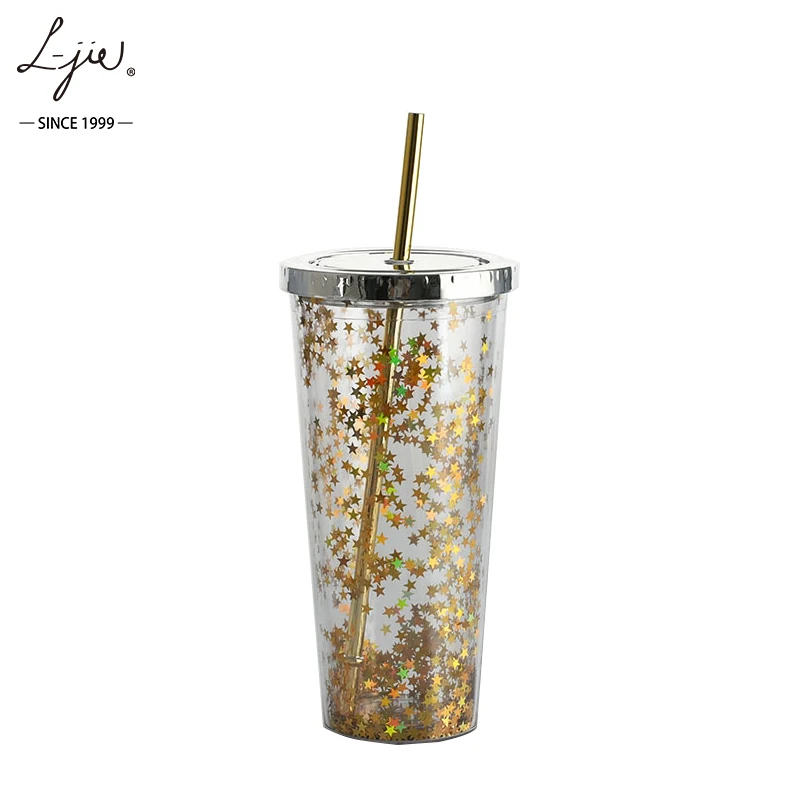 

24oz 700ml Bulk Double Walled Acrylic Glitter Shimmer Cup Tumbler with Lid and Straw BPA Free Epoxy Marble Travel Mug