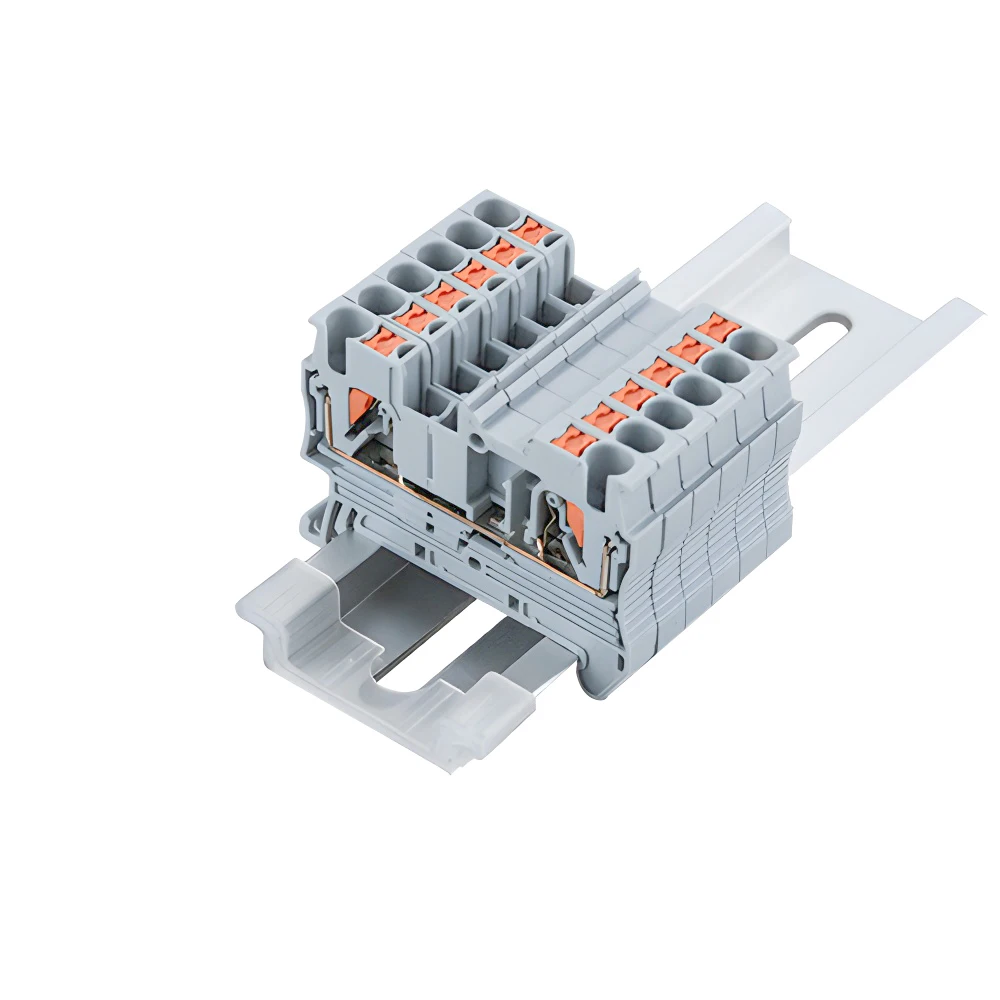 

PT2.5 Grey Spring Connection 24-12 AWG Feed Through Push In Quick Wire Electrical Screwless Connector Din Rail Terminal Blocks