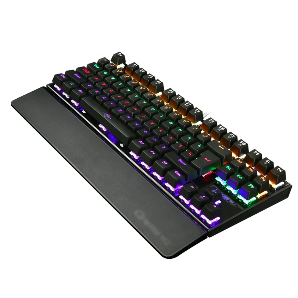 

Backlit Gaming Mechanical Keyboard Colorful LED Teclado USB Wired Game Keyboard 26 Keys Anti-ghosting Klavye K28 Clavier, Black