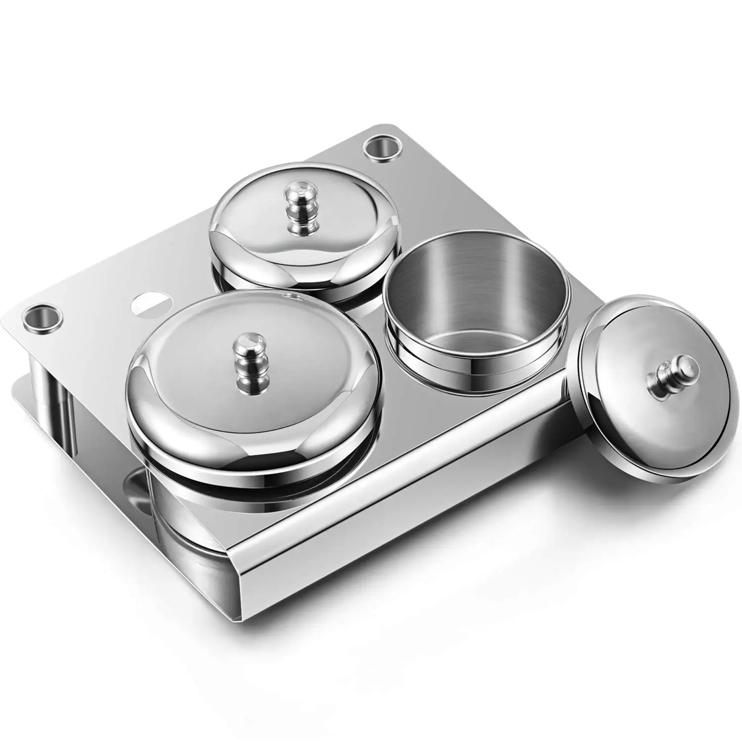 

3 Pieces Nail Art Equipment Cup Stainless Steel Acrylic Liquid Holder Powder Bowls Container, Stainless steel silver