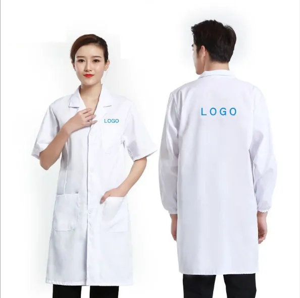 

High quality women men Unisex scrubs label hospital nurse clothing docotor uniform white lab coat