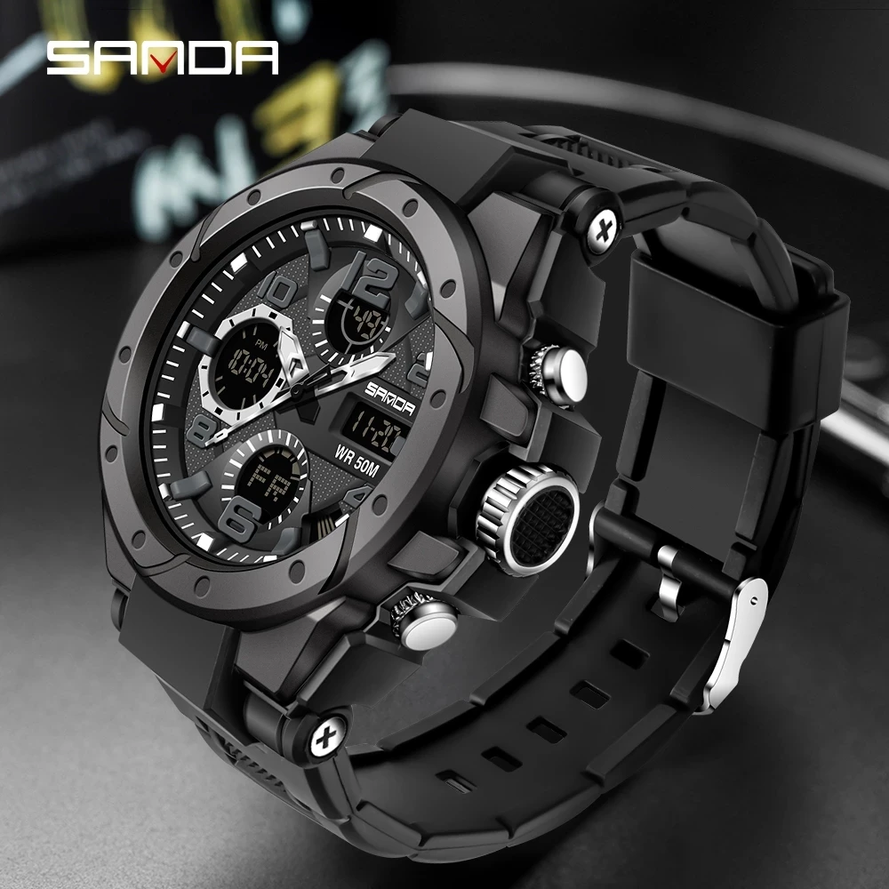 

SANAD Top Brand Luxury Men's Watches Sports Wristwatch 5ATM Waterproof Quartz Watch Men S Shock Clock Man relogio masculino 6008