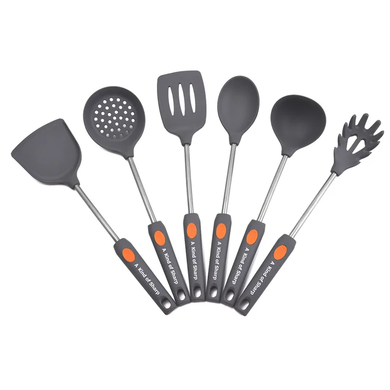 

US utensils wholesale stainless steel kitchen utensil 6pcs set silicone kitchen nylon utensils stainless steel Cooking Tool