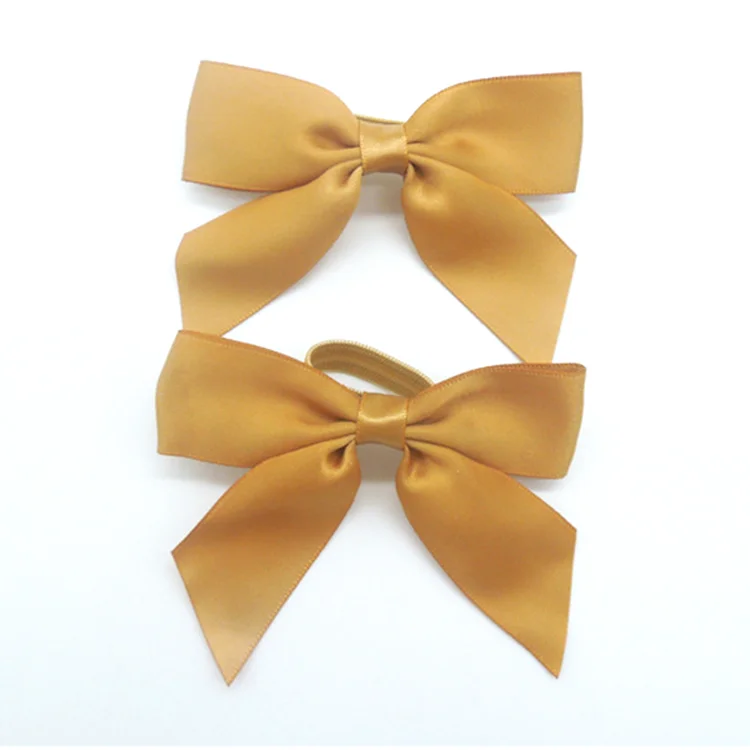 Custom Elastic Gift Packing Ribbon Bow,Pre Tied Velvet Ribbon Bow With