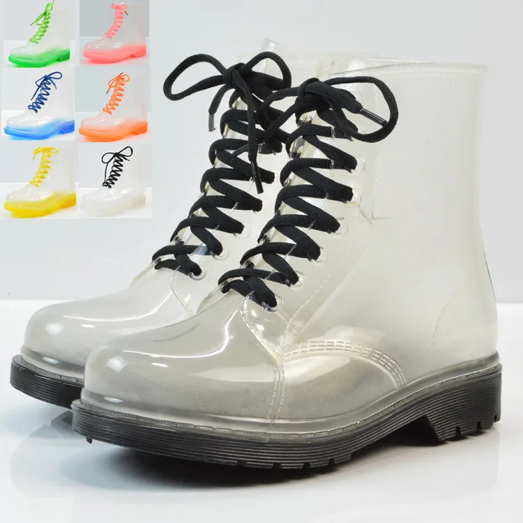 

Fashion Martin rainboots PVC candy color clear rain boots lady transparent rain shoes non-slip waterproof beautiful rainwear, Customized