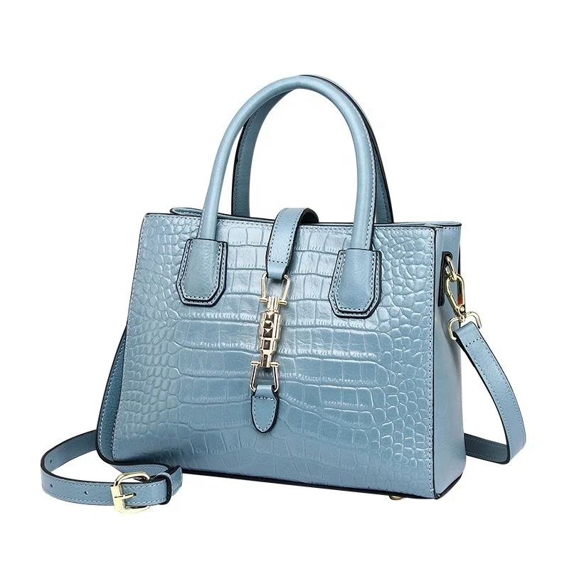 

Fashion Female Bag Leather 2021 New All-Match Crocodile Pattern Handbag Top Layer Cowhide One-Shoulder Messenger Bag, Picture shows