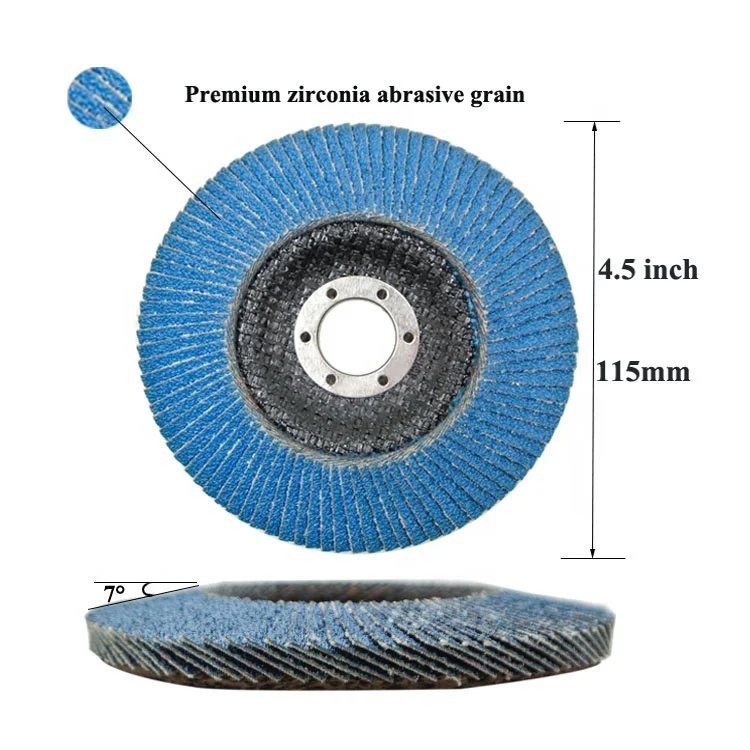 115mm 4.5 inch Abracs Flap discs Blue Zirconium 80 Grit Medium x 5 pack