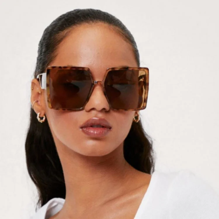 

High Quality Designer Sunglasses 2021 Trendy Retro Women Shade Square Oversized Sunglasses