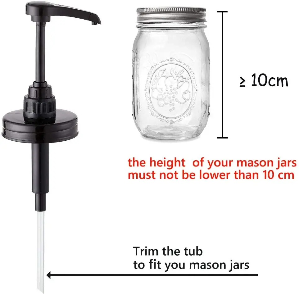 Elwiya Mason Jar Syrup & Honey Dispenser Pump Lids Rust Proof Plastic
