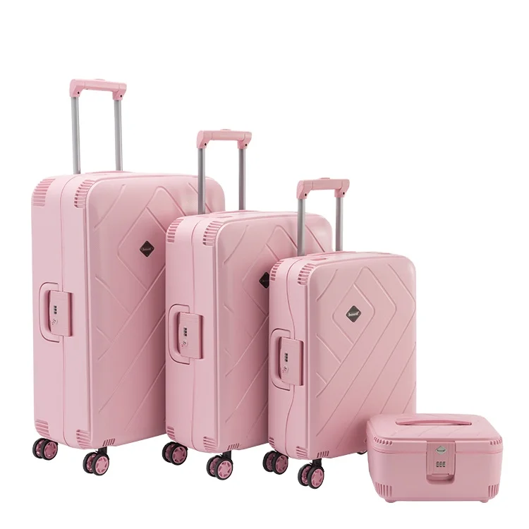 

BUBULE Fashion Hot-selling Roller PP Carrying Trolley Travel Pink Suitcase Set