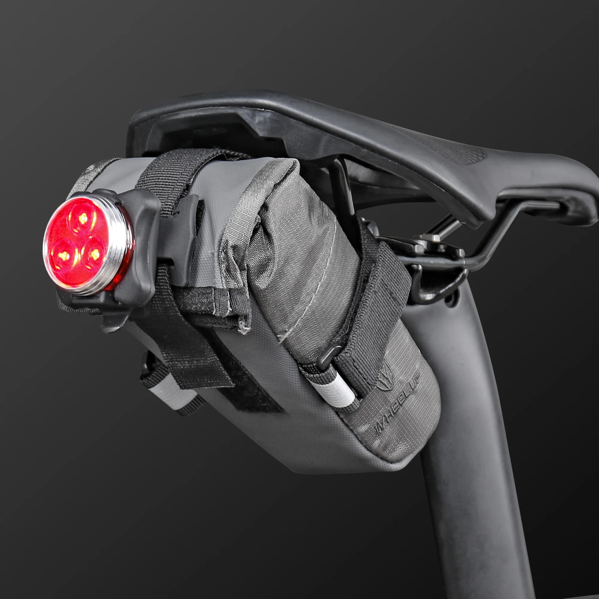 

WHEEL UP Daliy Waterproof Cycling Saddle Bike Bag Bicycle Bag Rear Magic Tape Design, Black/grey