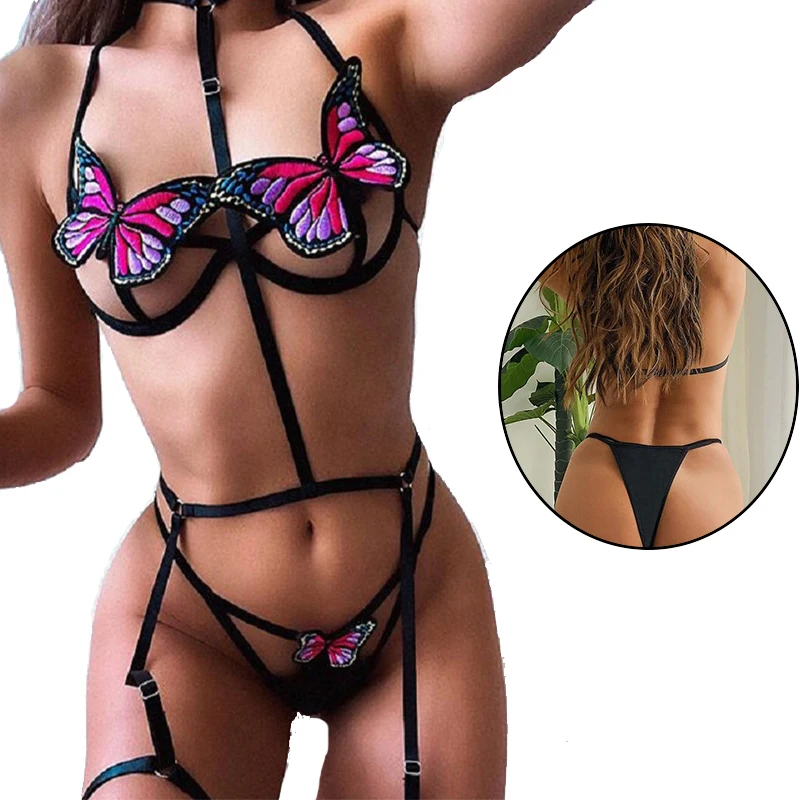 

New Arrival High Quality Women Seductive Lover Mesh Teddy Bra Hot Transparent Sexy Lingerie Set, As shown