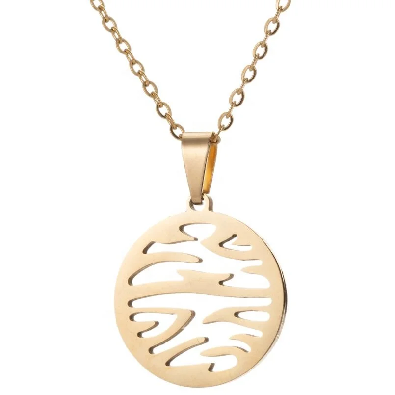 

Gold Plated Stainless Steel Water Ripple Necklace Pendant Charms necklace jewelry for women fashion necklace