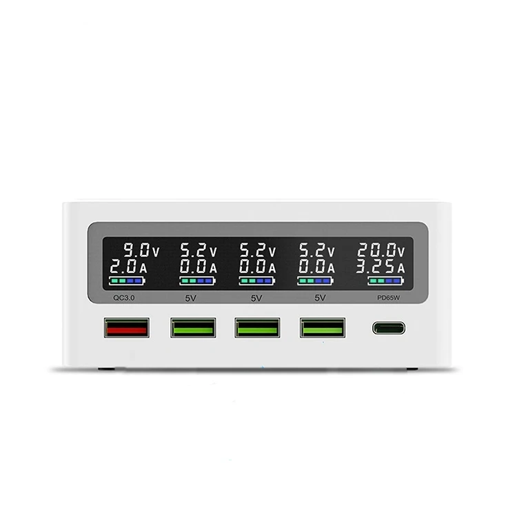 

110W QC 3.0 Fast Charging USB 5 port Charger Charging Station with LCD Display USB Charger for Smart Devices