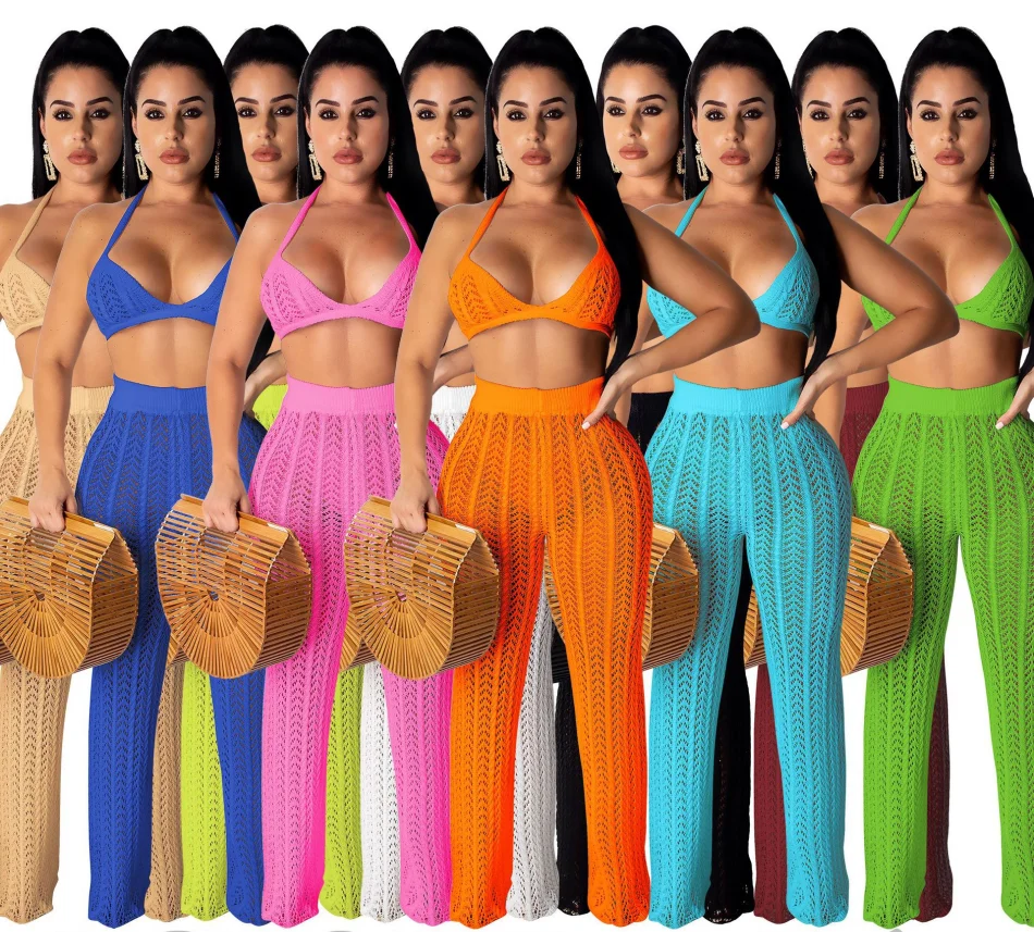 

Custom Designer 2021 Summer Women Knitted Outfits Clothing Two Piece Pants Set, Printing