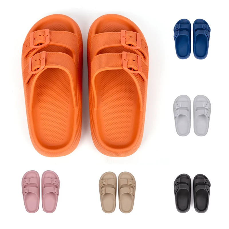 

Double Strap Buckle Massage Cloud Slipper Lady Indoor Platform EVA Home Bathroom Pillow Slides Slippers For Women