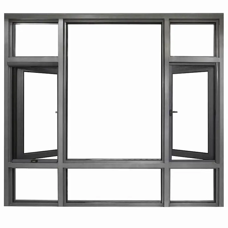 

Custom aluminum frame double tempered glass casement window for home