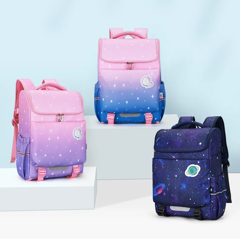 

Portable multi-purpose school bag korean style backpack lightweight large capacity shoulders bag for student kids, Blue, pink, purple