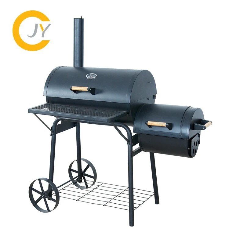 

Charcoal BBQ Grill/Offset Smoker with Trolley/Large Chimney for outdoor Backyard