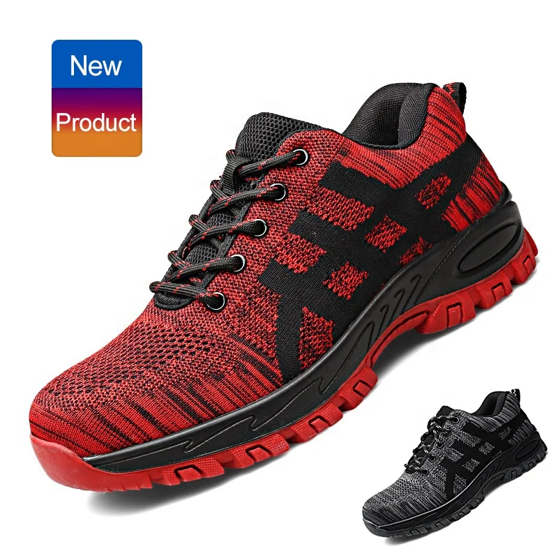 

Summer Breathable Colorful Mesh Steel Toe Outdoor Sport Safety Shoes Hiking, Black