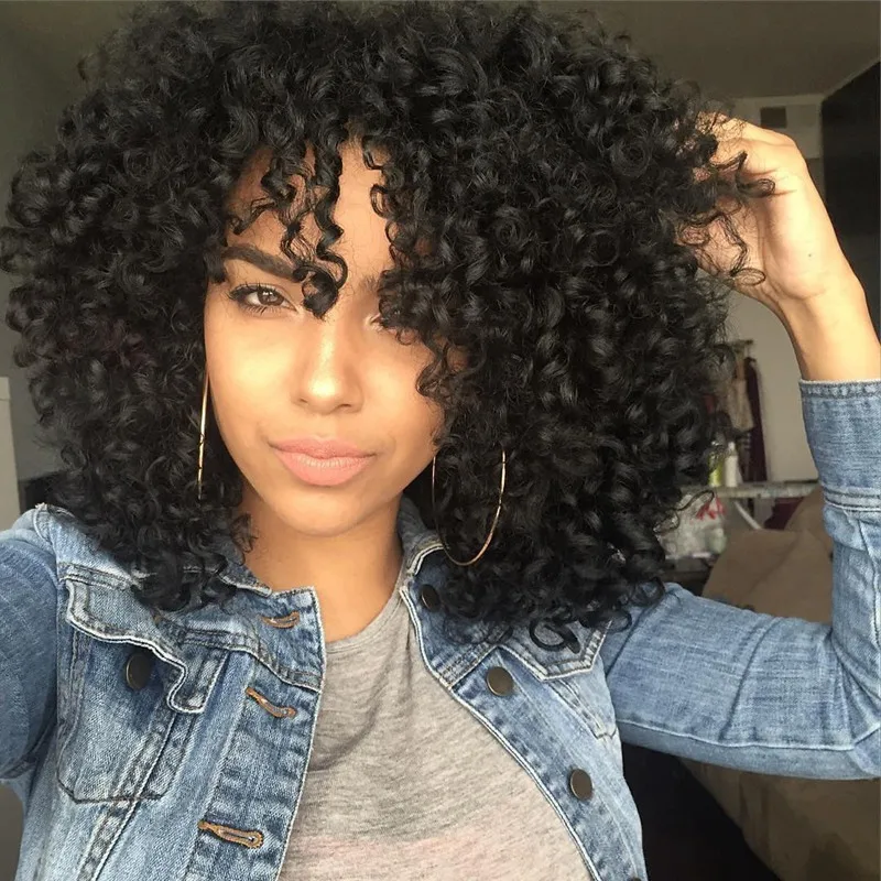 

2020 Amazon Hot Selling High Quality Afro Wave Fluffy Wigs Women Fashion Hair Extensions Synthetic Hair Wigs, As picture