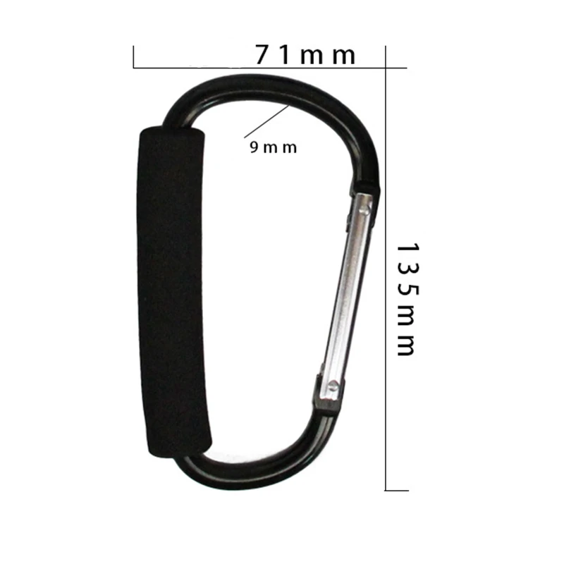 

Strong Large Durable Buggy Carabiner Stroller Hooks Mummy Clip Pram Pushchair Grocery or Diaper Bags Holder