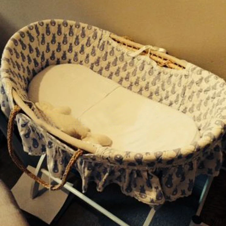 antique wicker bassinet with stand