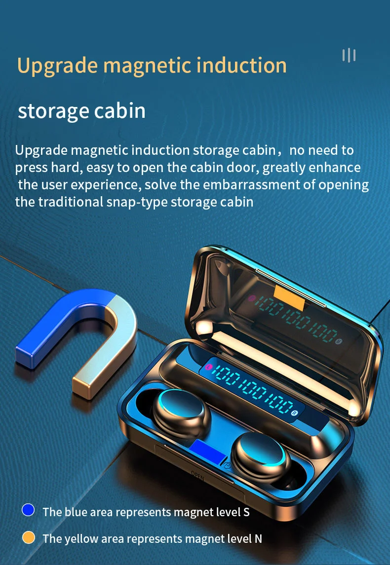 Amazon Hot F9-5 F9-5c Tws Fingerprint Touch Headset Hifi Stereo Earbuds