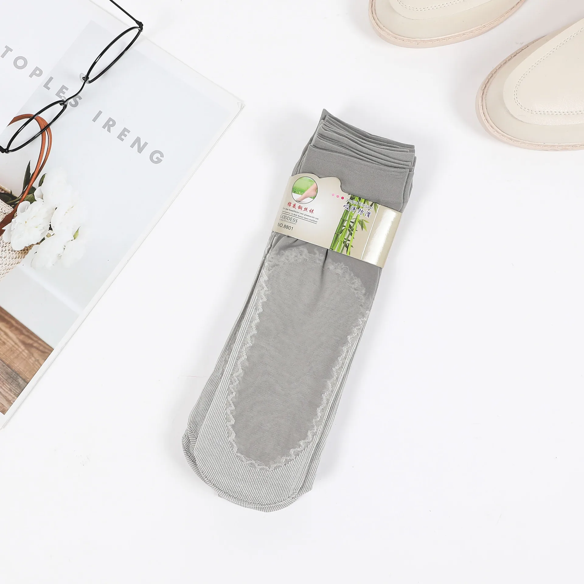 Breathable spandex nylon transparent cotton bottom short silk stockings summer socks for women anti-hook ultra-thin socks