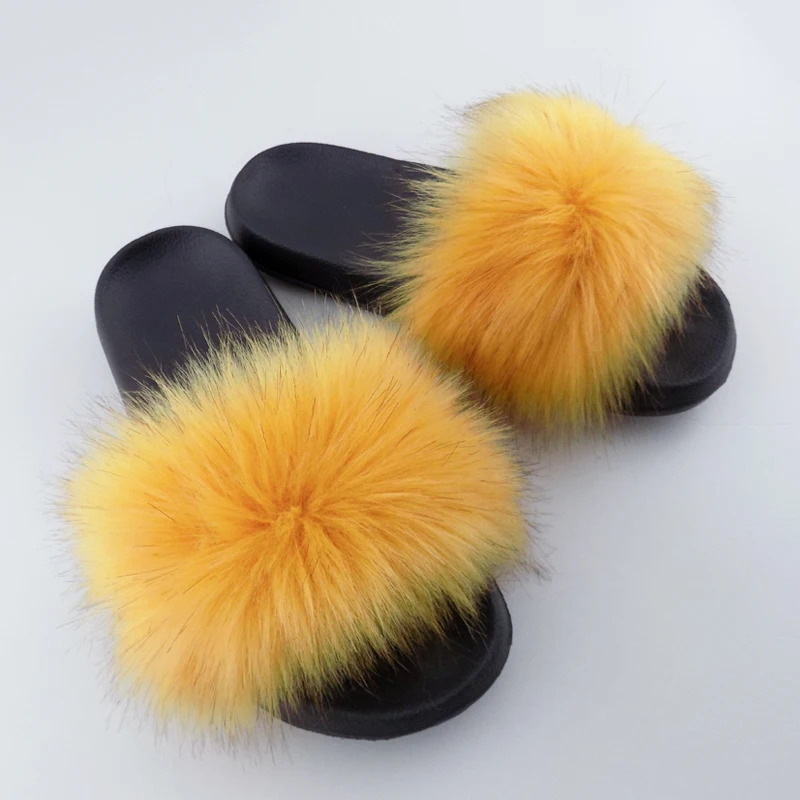 

fur slides fox fur slide fur sandal, Red ,black ,green ,orange ,brown and so on