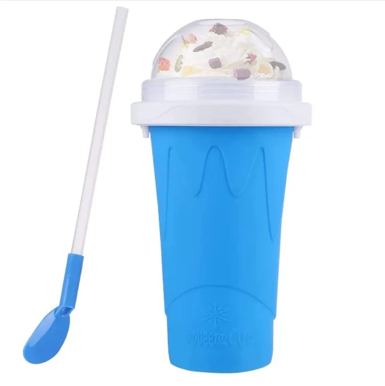 

Slushie Maker Cup magic squeeze Slushy Maker for Family Silica Travel Portable Double Layer frozen Cup Pinch into Ice Cup, 4colors