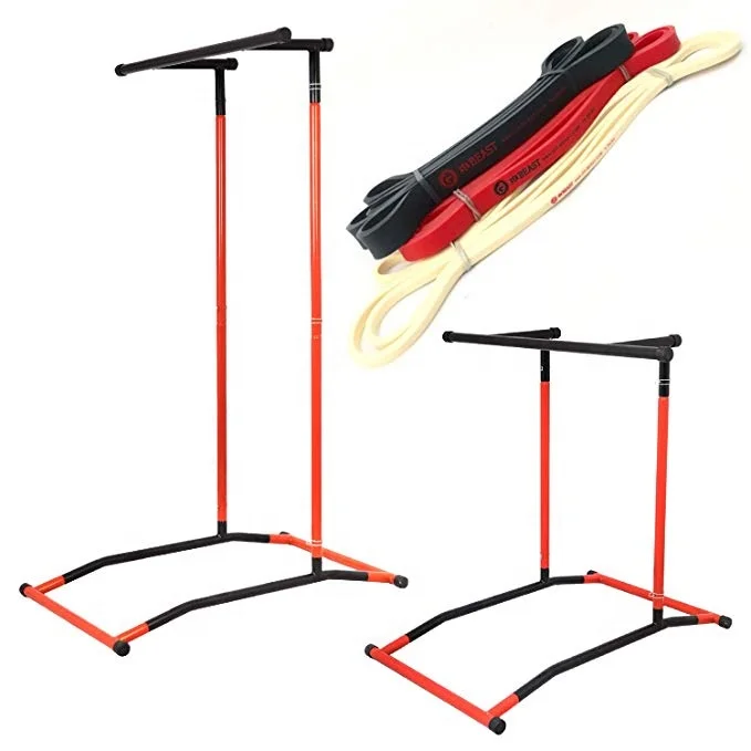 

Wellshow Sport Pull up Bar Dip Stand with 3 Resistance Bands Portable Power Tower Station Carton Home Exercise Steel + Plastic, Customized color