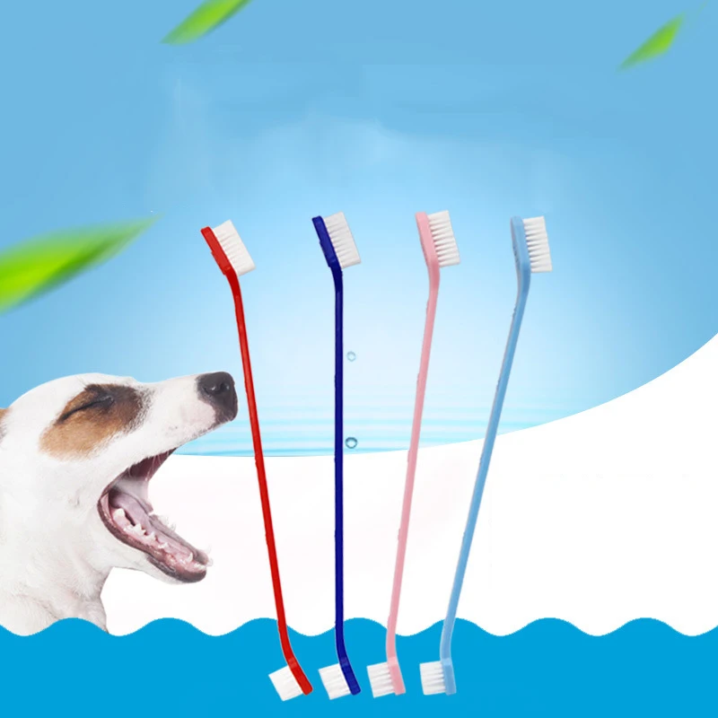 

Dog Paw Print Double Head Pet Home Grooming Supplies Pet Toothbrushes Dogs