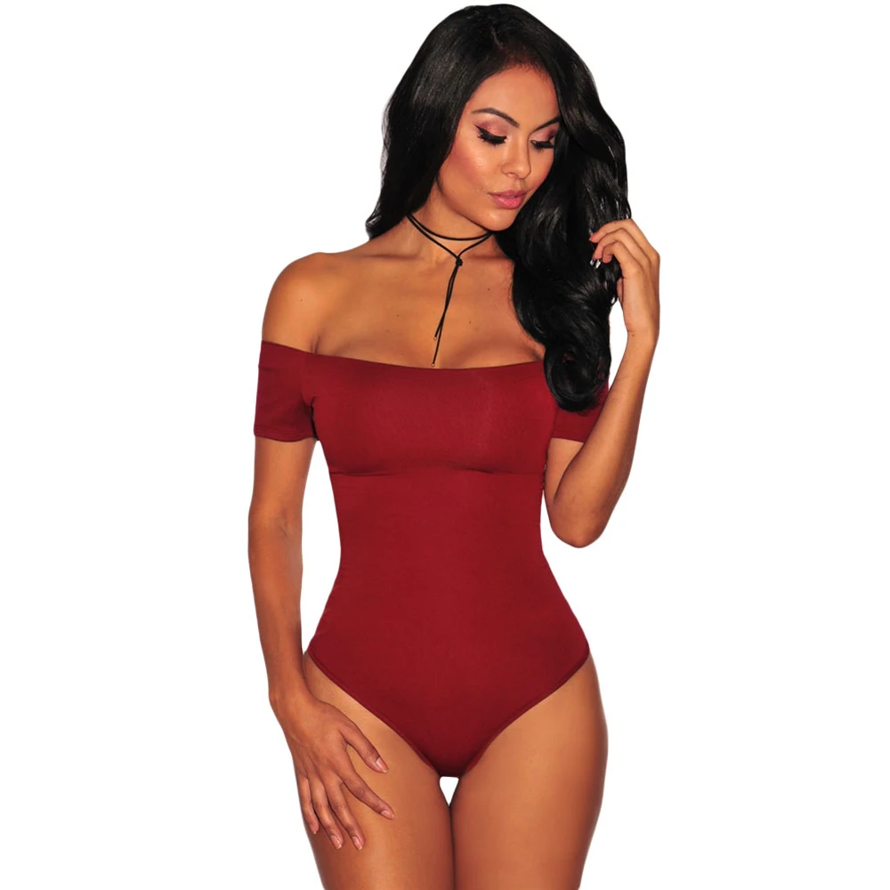 

Comfortable Off Shoulder One Piece Women Sexy Bodysuit, Wine,black,pink,blue, white, gray