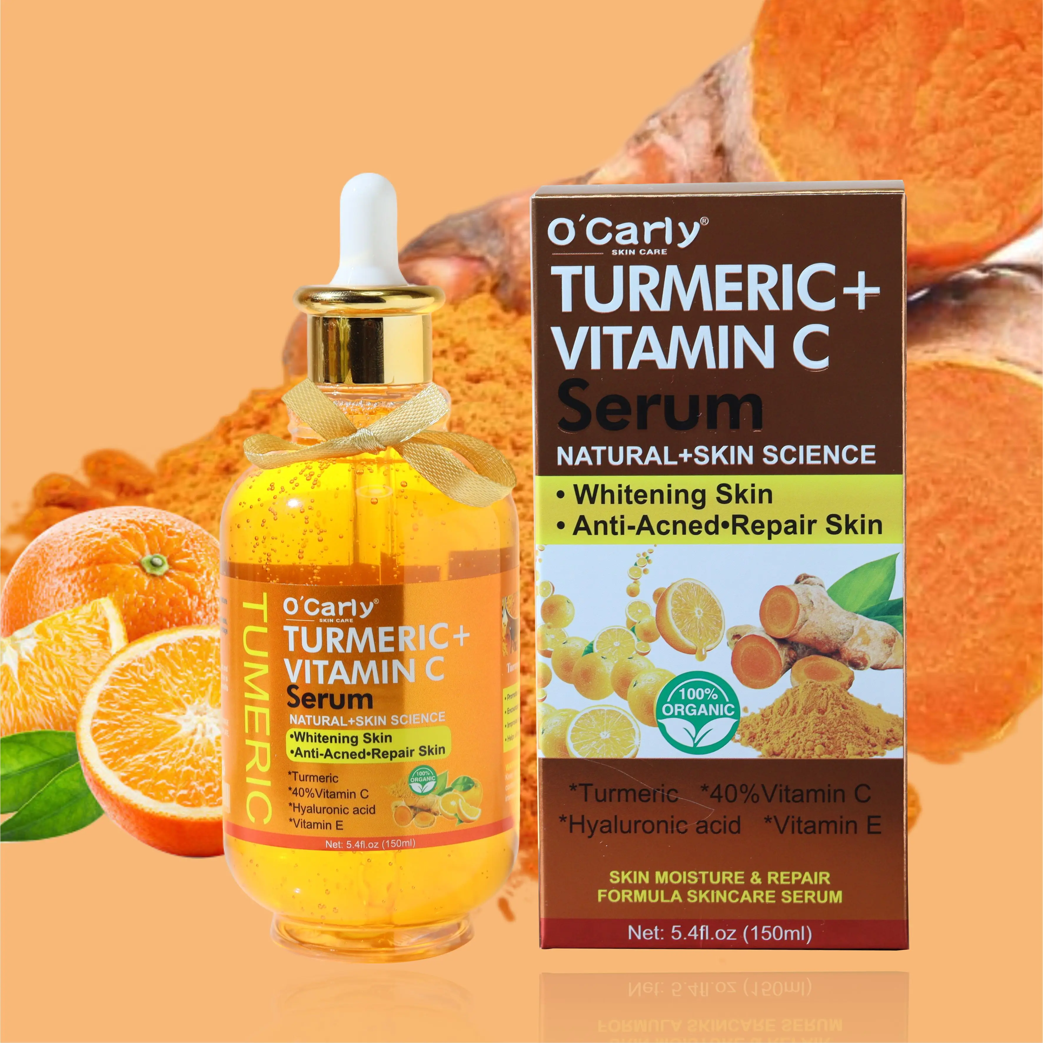 

O'Carly Cosmetics Beauty product Anti acne Whitening Anti Wrinkle Moisturizing Skin care Organic Turmeric Vitamin C Face Serum
