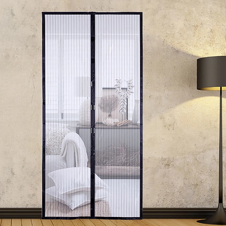 

Black magnetic buckle anti-mosquito soft door curtain customized non-woven stripe magnetic door curtain wholesale