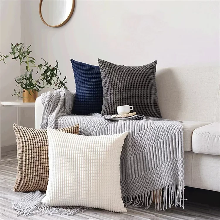 

2022 New Arrival Plain Stripe Home Decor Throw Pillow Case 18x18 Custom Velvet Super Soft Cushion Cover