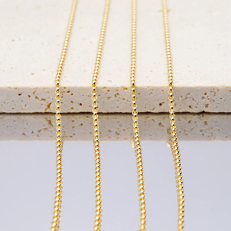 

14K Solid Gold Chain Roll 1.3mm Rolo Belcher Chain 14K Gold Chain Roll For Jewelry Making Gold Jewelry