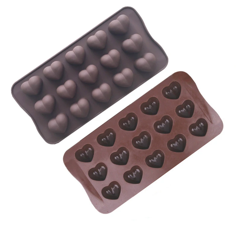 

15 Heart Silicone Chocolate Mould Baking tools Heart-shaped ice tray