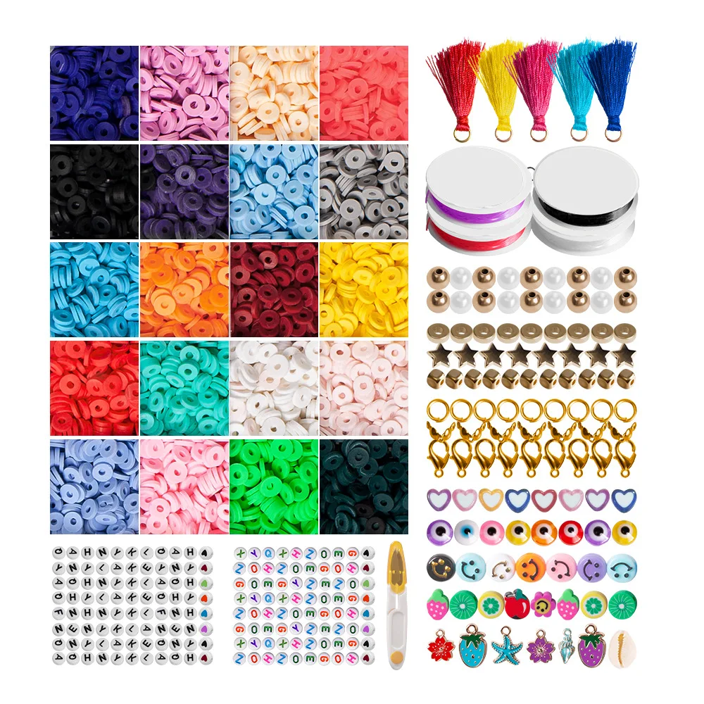 

6mm Polymer Clay Beads Color Flat clay beads heishi bulk 28 grid smiley DIY polymer clay beads jewelry making