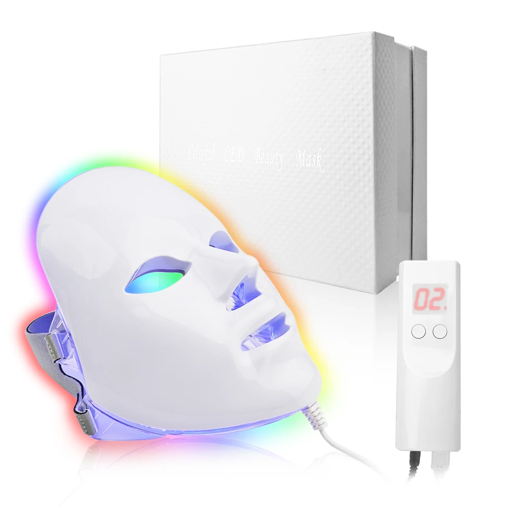 

New home beauty pdt 7 color lights led photon therapy facial mask for face skin care, Whtie