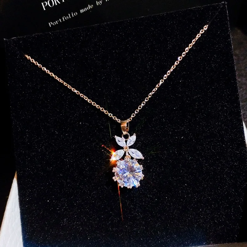 

Fashion jewelry colorful crystal necklaces for woman short clavicle chain micro-set zircon necklace